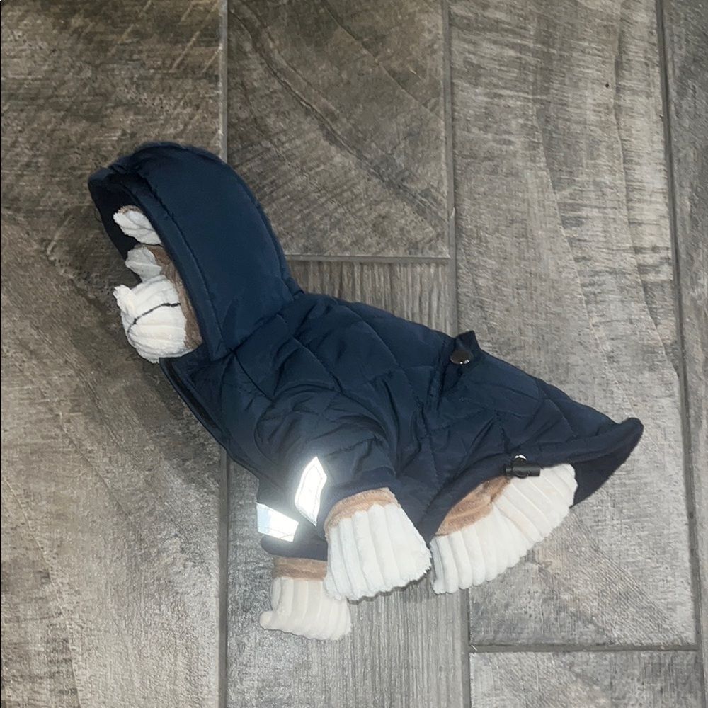 Navy Dog Jacket with Reflective Straps
